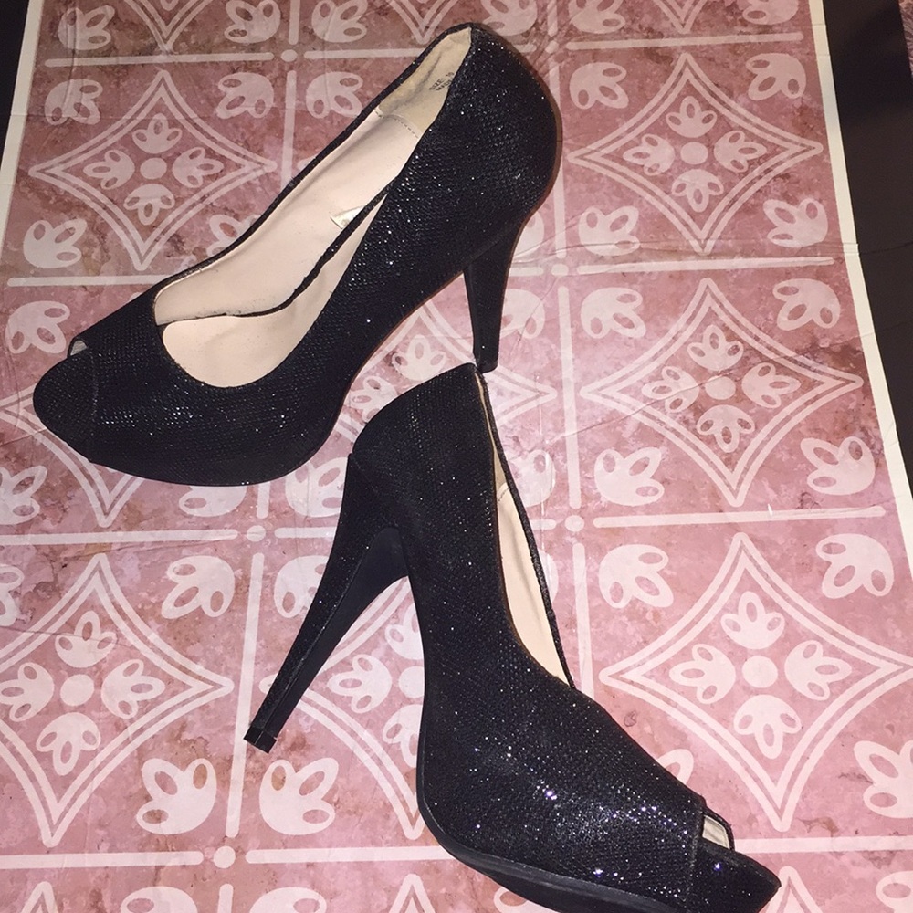 Peep toe black stilettos